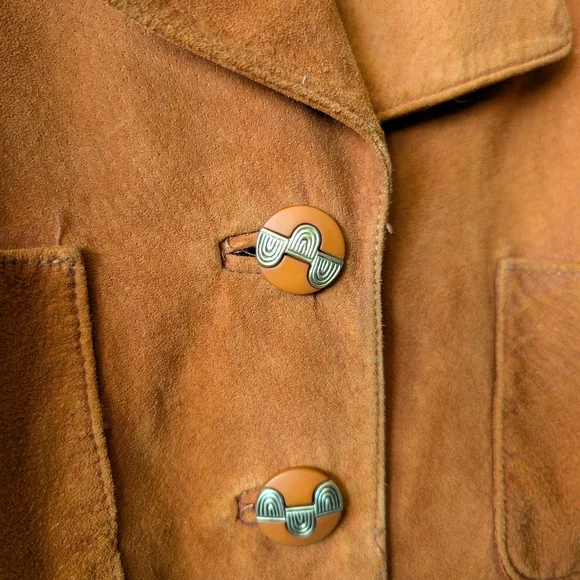 πΌπ¨π¦ Awesome Vintage Danier Orange Suede Jacket With Retro Buttons - Large - Picture 3 of 13